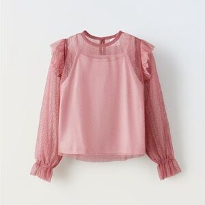 NWT Girls Zara Rhinestone Tulle Top